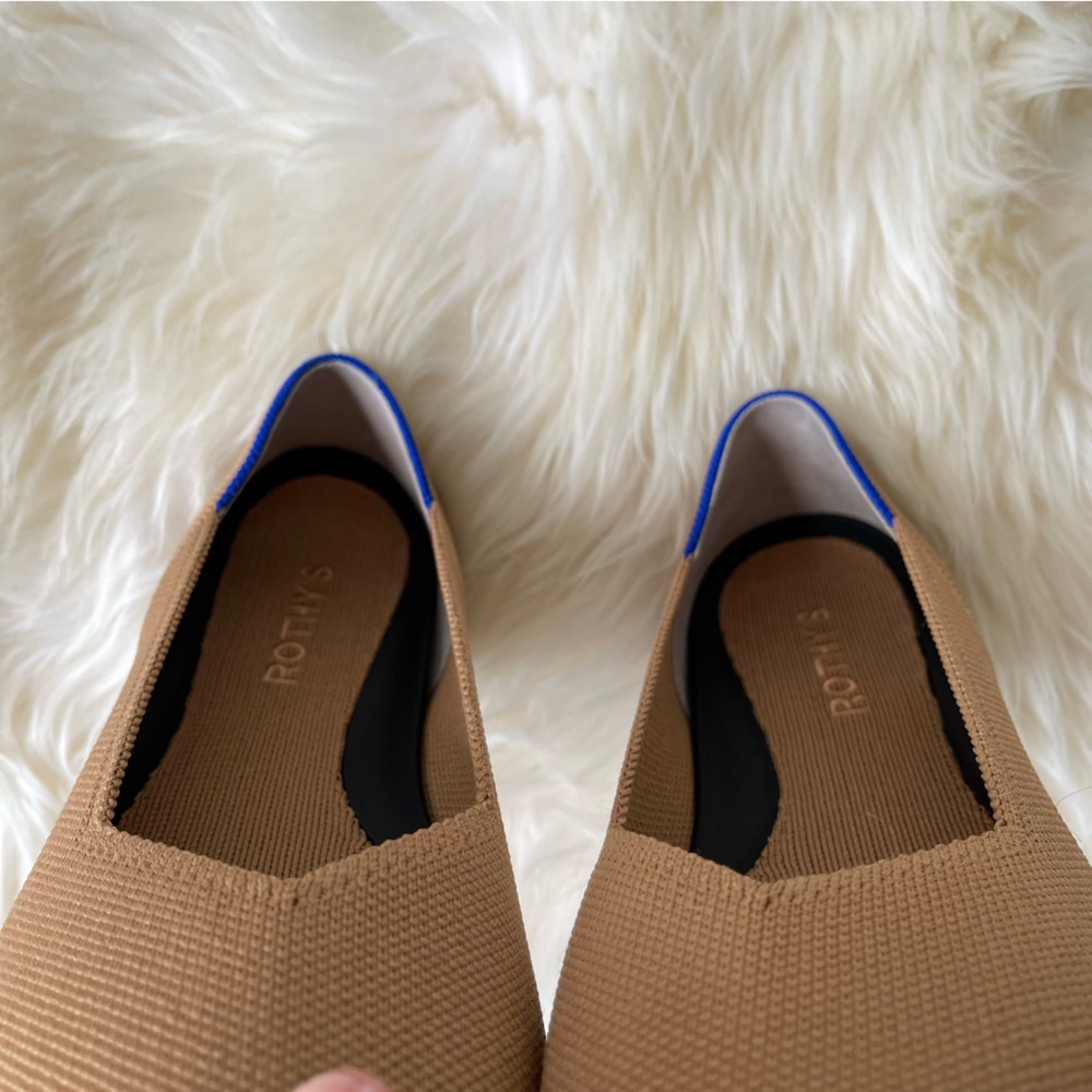 Rothy's Brown Pointed Flats with Blue Trim - Picture 11 of 11